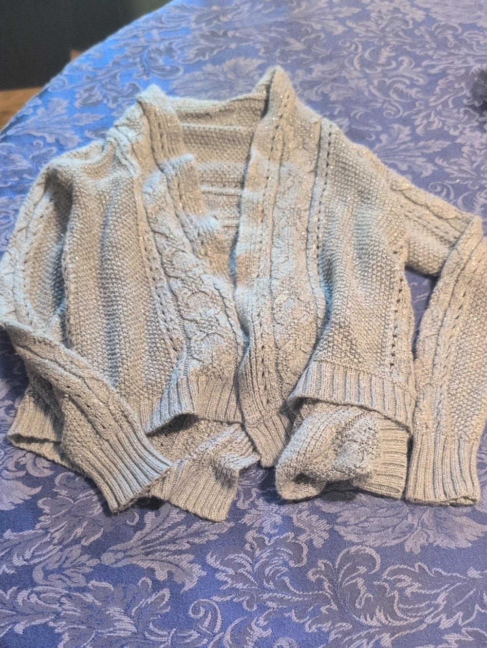 Cozy Cable Knit Open-Front Sweater Cardigan - Light Gray